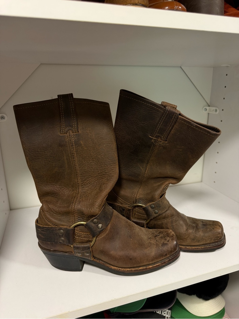 Frye Brown Leather Harness Boots